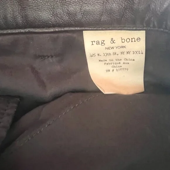 rag & bone lamb leather black shorts size 23